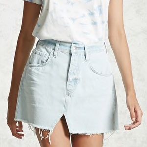 Raw cut denim skirt